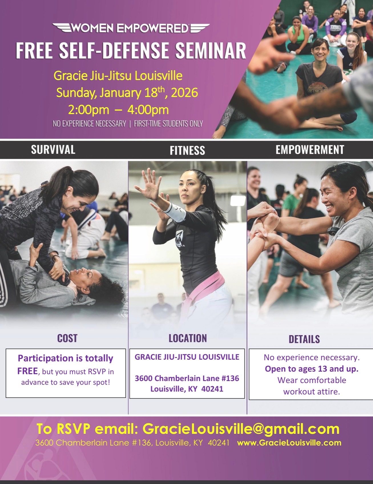 FREE WOMEN EMPOWERED SELF-DEFENSE SEMINAR JANUARY 18, 2026